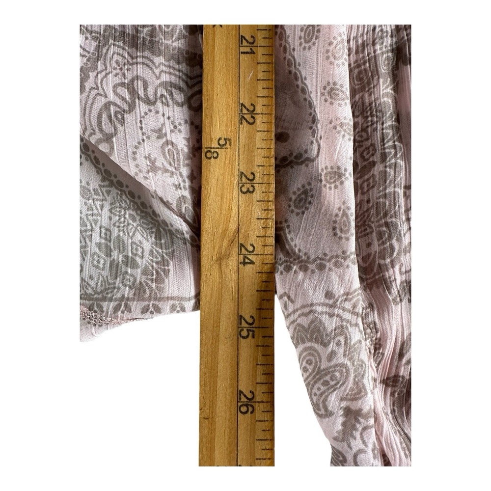 Free People Pink Long Sleeve Tie Front Blouse - Picture 6 of 10